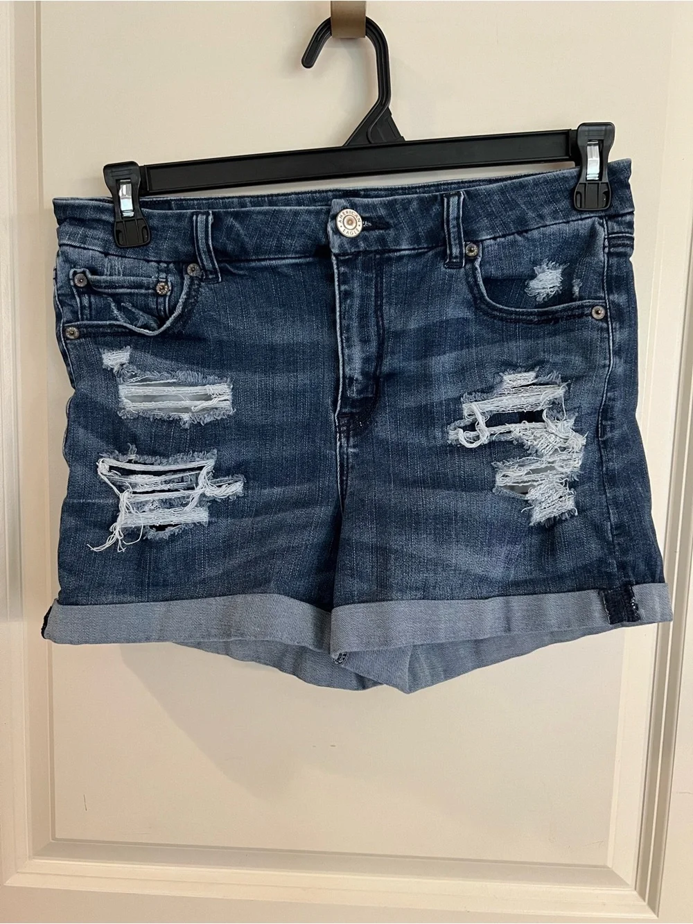 American Eagle Outfitters High-Rise Distressed Midi Short
